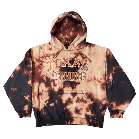 TEXAS LONGHORNS Sweater Womens Small Tie Dye Logo Spell Out Hoodie College - Picture 1 of 7